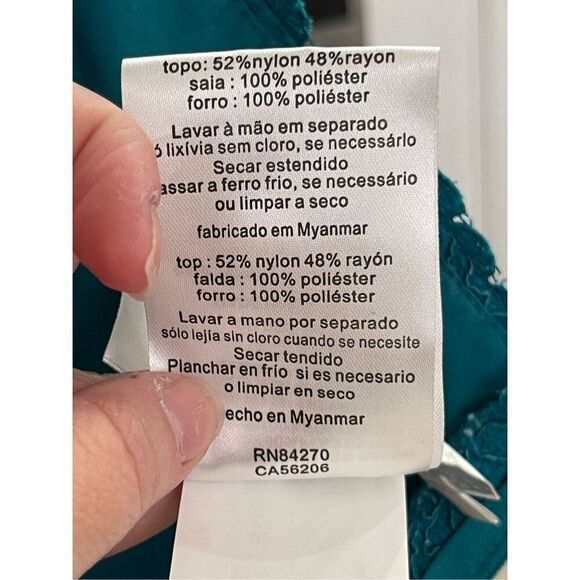 David's Bridal Mini Dress Size 10 Teal Oasis Fi7020 Halter Neck tie Mini - Picture 8 of 9